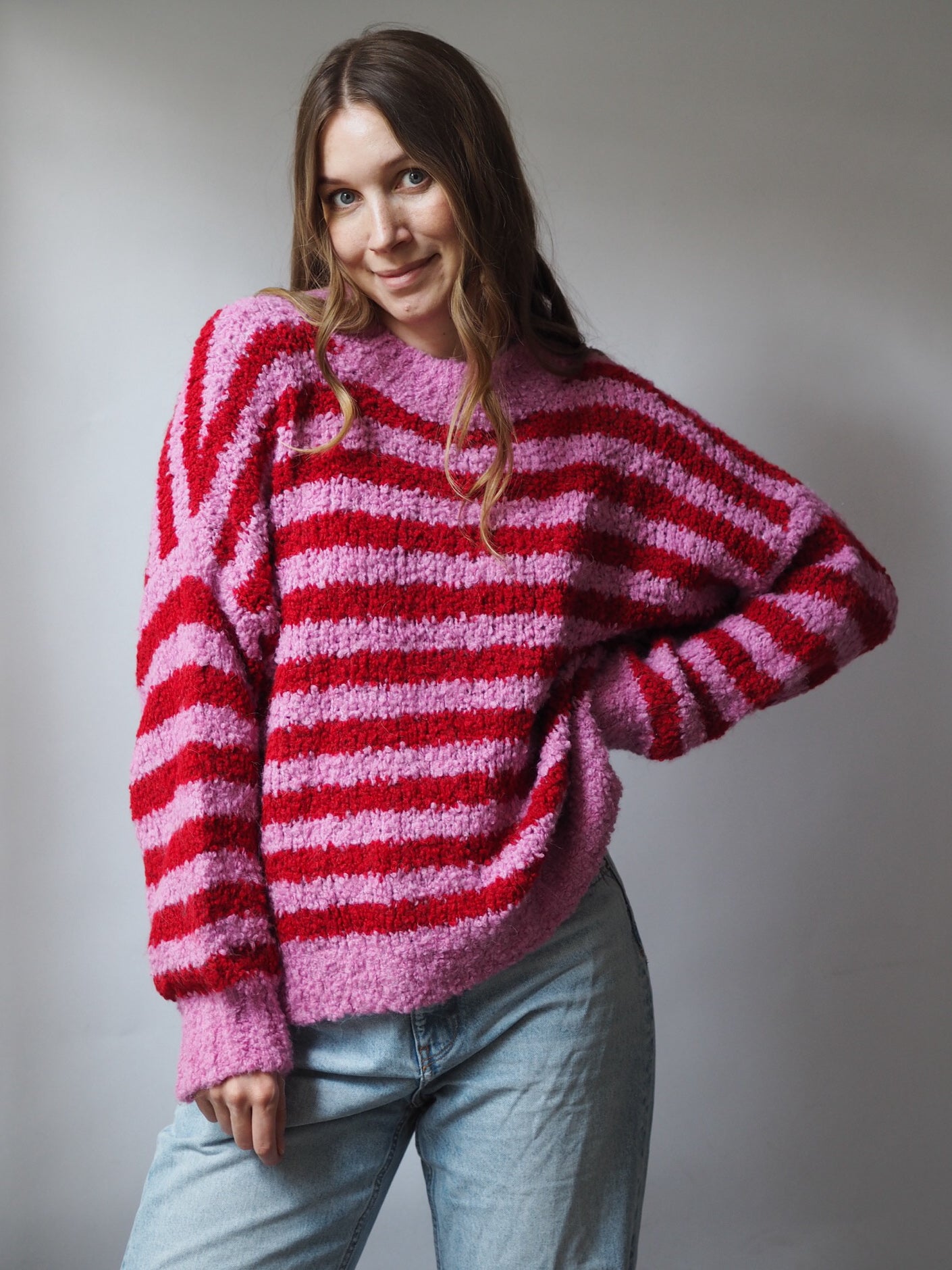 COZY STRIPES BOUCLÉ PULLOVER