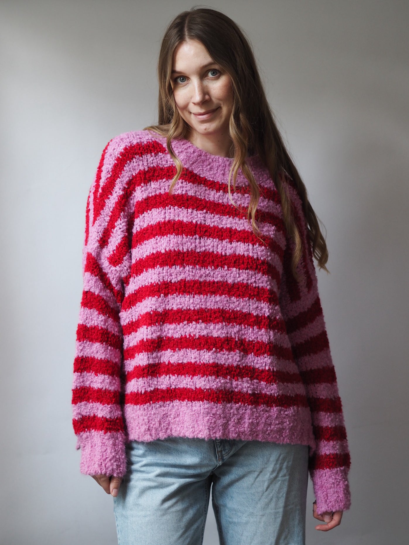 COZY STRIPES BOUCLÉ PULLOVER