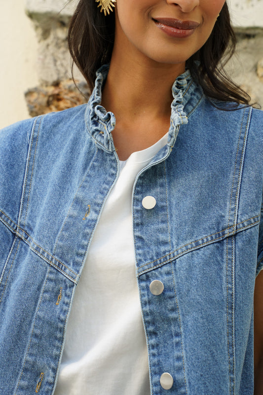RUFFLE DENIM VEST