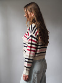 STRIPE & TIE CARDIGAN