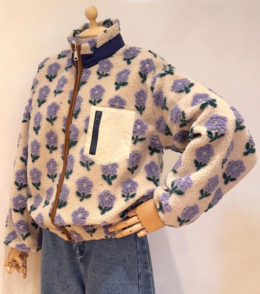 Flower Teddy Jacket Lilac