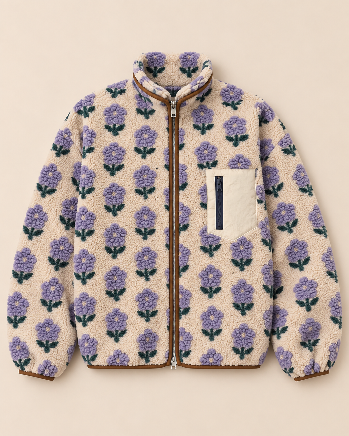 Flower Teddy Jacket Lilac