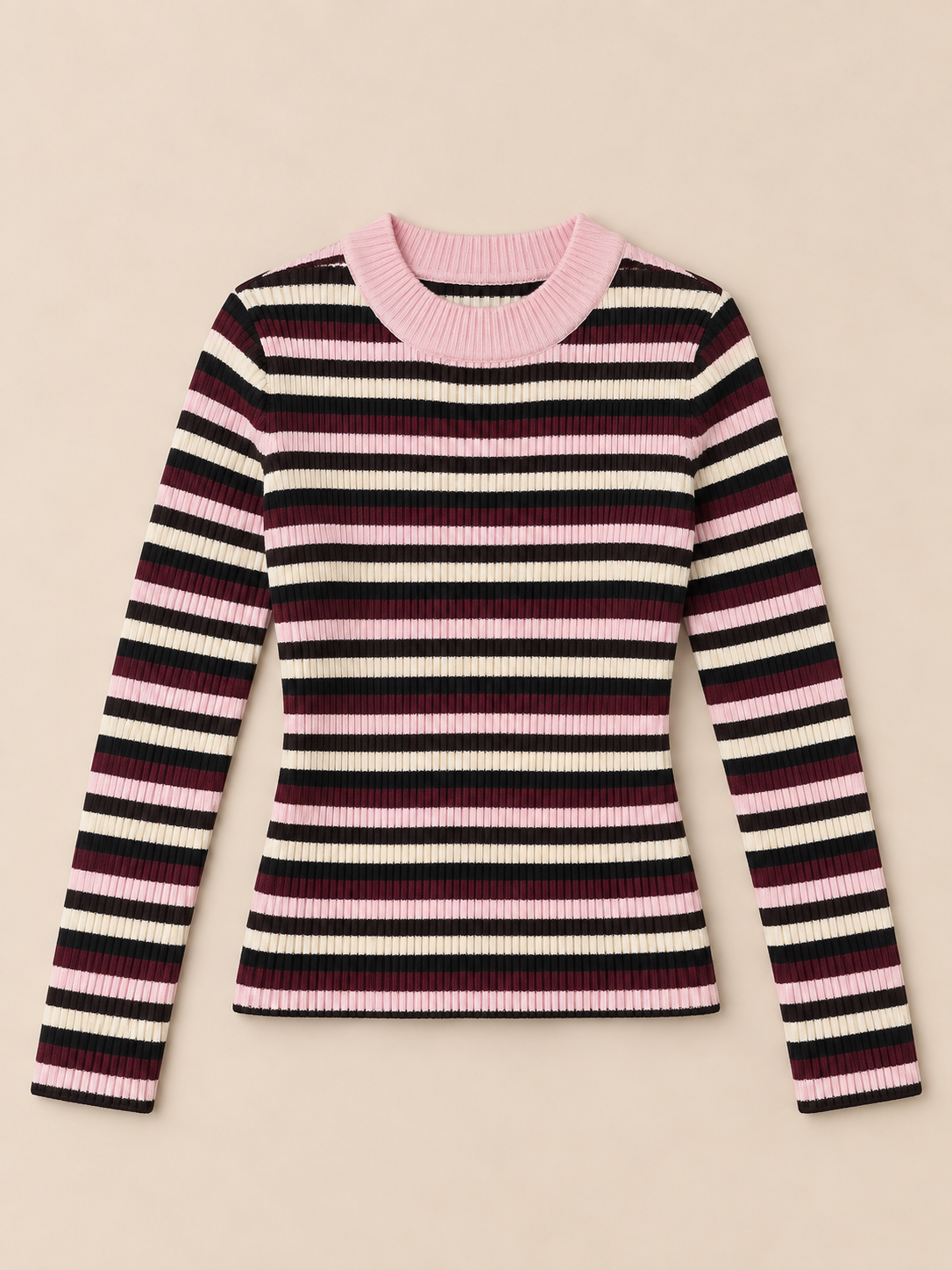 Striped Knit Pullover Rosé