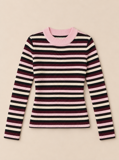 Striped Knit Pullover Rosé