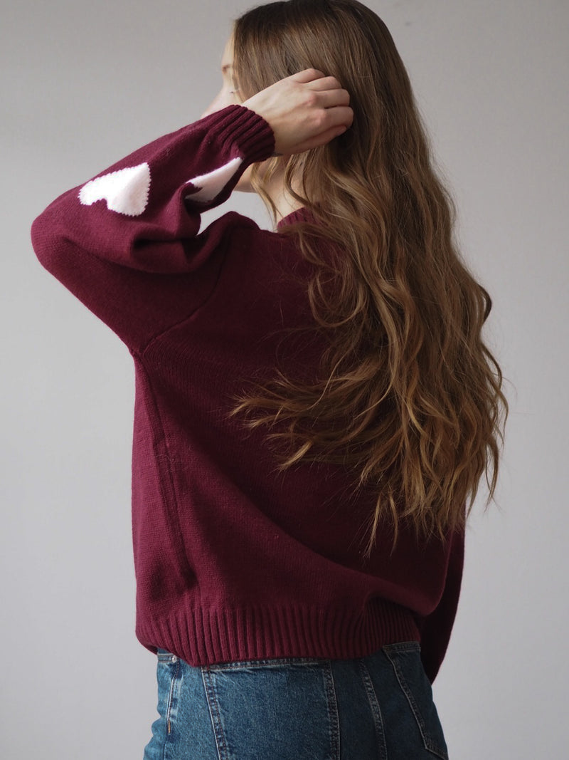 PULLOVER MIT STEHKRAGEN | LOVE BORDEAUXROT