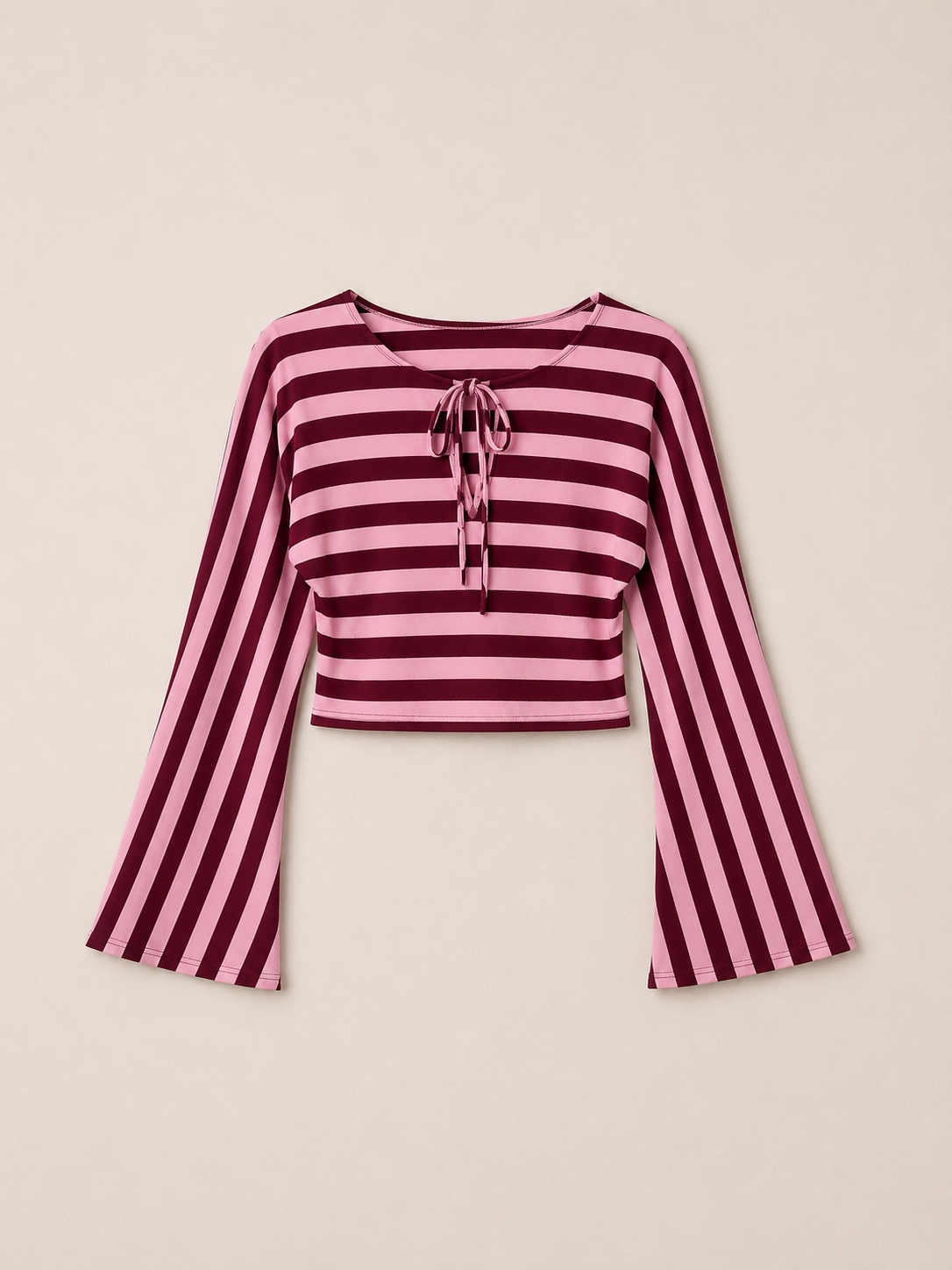 WEEKEND STRIPE TOP ROSA&BORDEAUX