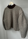 KASTIGER FILZ PULLOVER MIT GESTRICKTEM KRAGEN