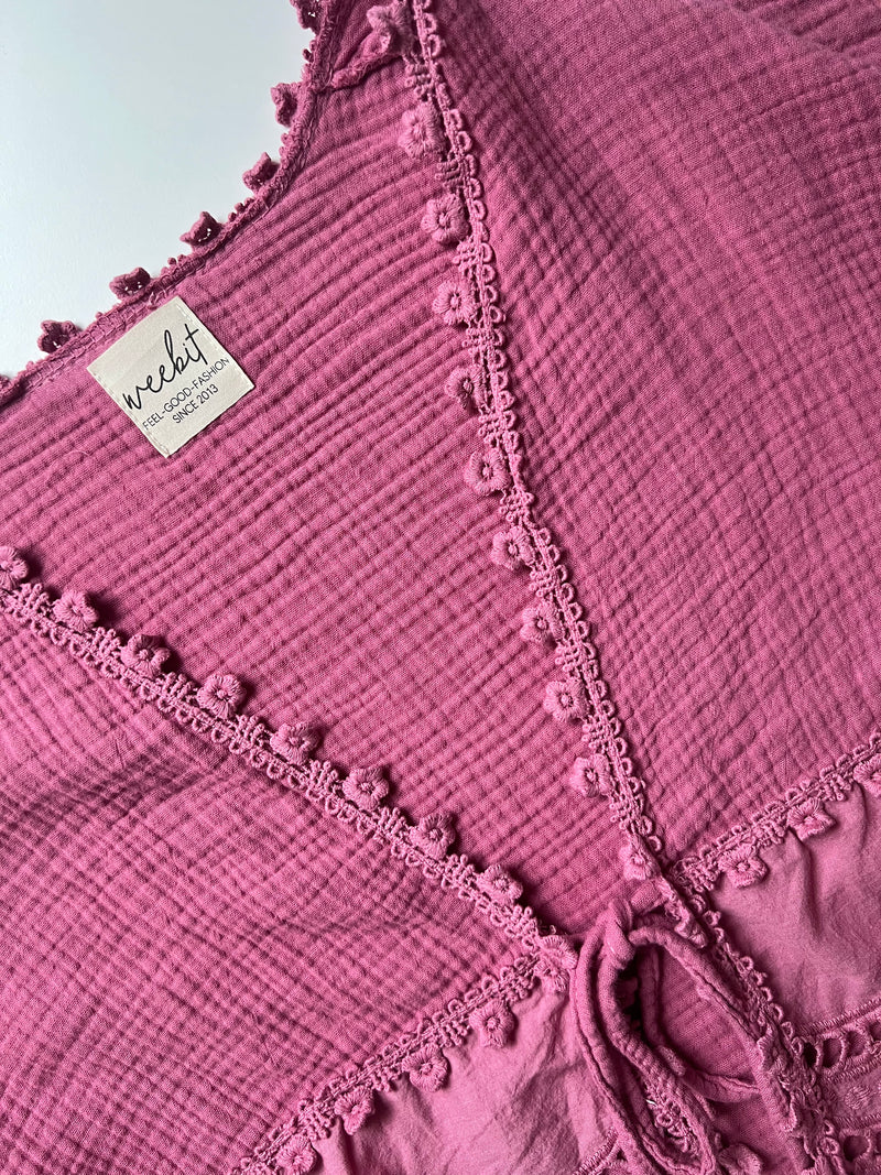MUSSELIN-BLUSE MIT SPITZENBORTE | SOPHIA