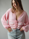 MUSSELIN-BLUSE MIT SPITZENBORTE | SOPHIA