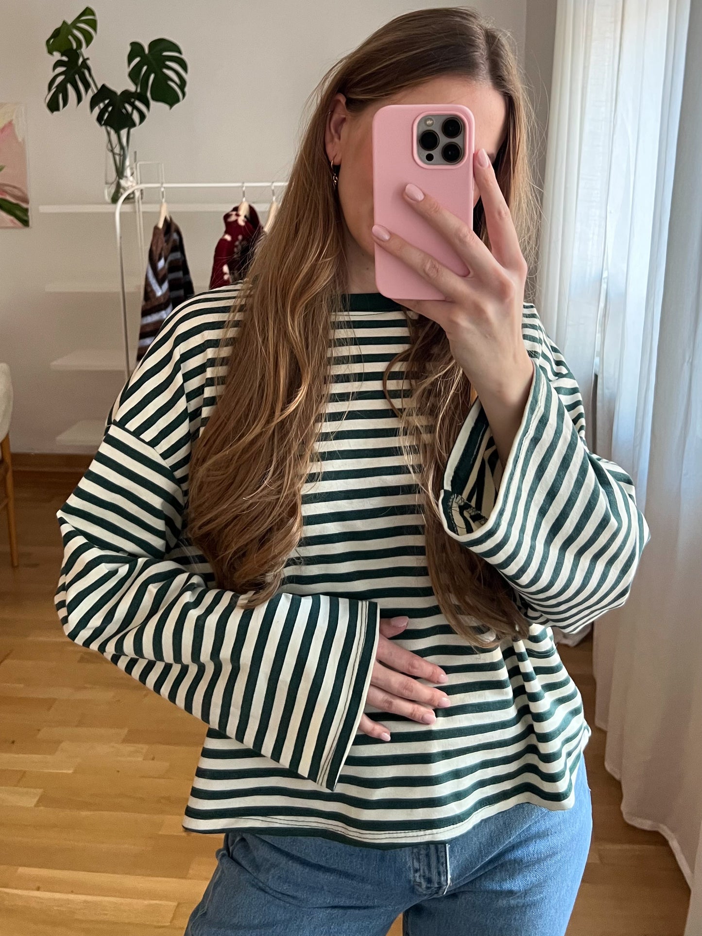 FOREST STRIPES LONGSLEEVE DUNKELGRÜN/CREME