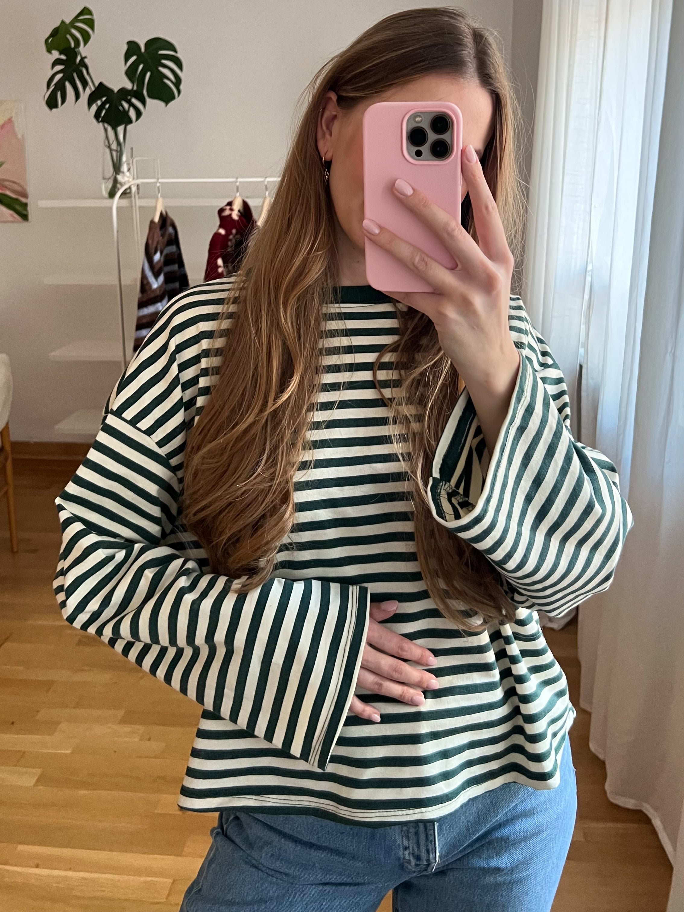 FOREST STRIPES LONGSLEEVE DUNKELGRÜN/CREME