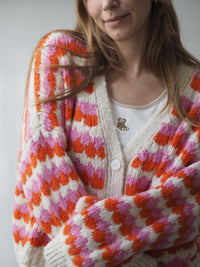 STRICKJACKE | ELLA | ORANGE/ROSA