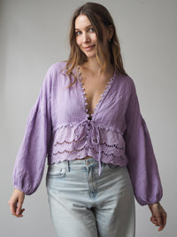 MUSSELIN-BLUSE MIT SPITZENBORTE | SOPHIA