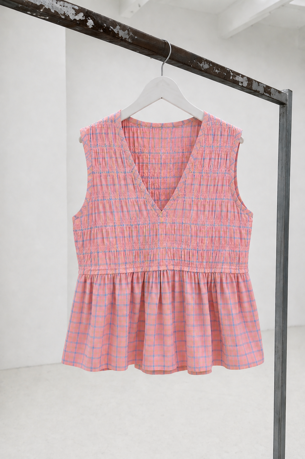 Soft Check Smock Top