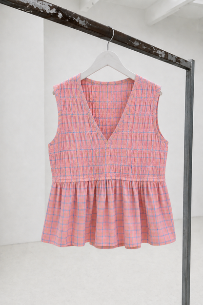 Soft Check Smock Top