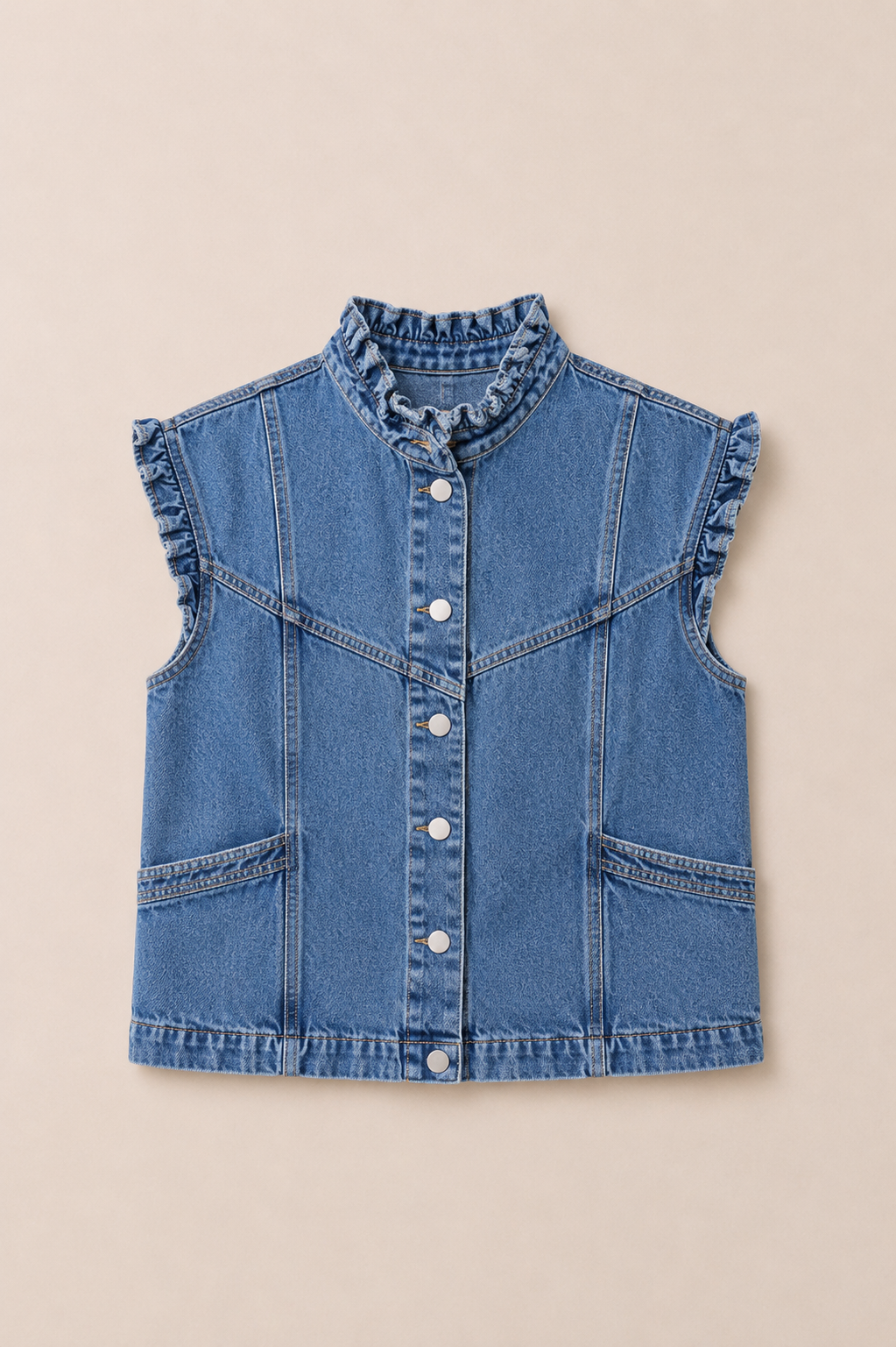 RUFFLE DENIM VEST