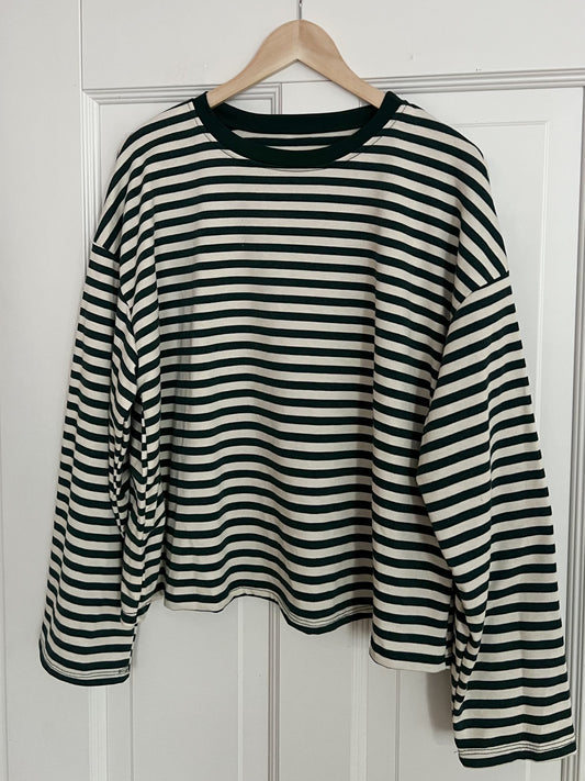 FOREST STRIPES LONGSLEEVE DUNKELGRÜN/CREME