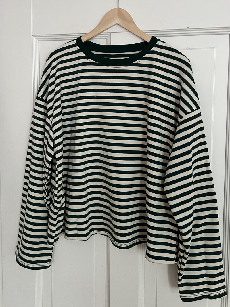 FOREST STRIPES LONGSLEEVE DUNKELGRÜN/CREME