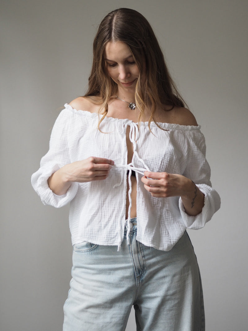 MUSSELIN-BLUSE MIT SCHLEIFEN | MARA
