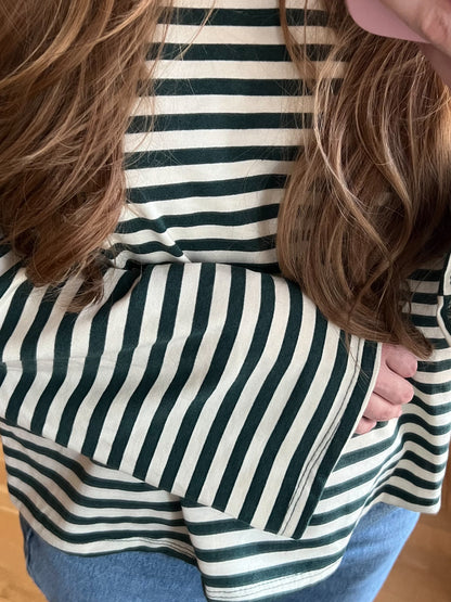 FOREST STRIPES LONGSLEEVE DUNKELGRÜN/CREME