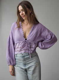 MUSSELIN-BLUSE MIT SPITZENBORTE | SOPHIA