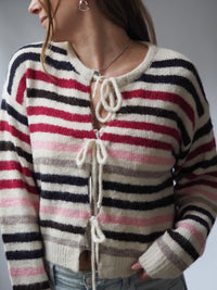 STRIPE & TIE CARDIGAN