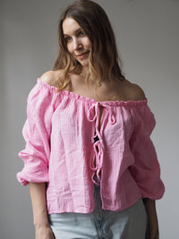 MUSSELIN-BLUSE MIT SCHLEIFEN | MARA