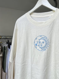 SUN&MOON WHITE & BLUE | ORGANIC OVERSIZE SHIRT