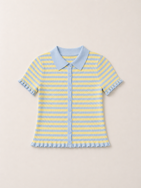 Soft Collar Stripe Top