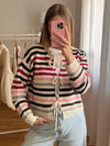 STRIPE & TIE CARDIGAN