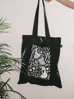 SHOPPER BAG | FLOWER FOX BLACK