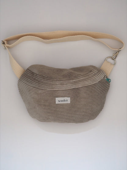 CORD BUMBAG GREY/BEIGE